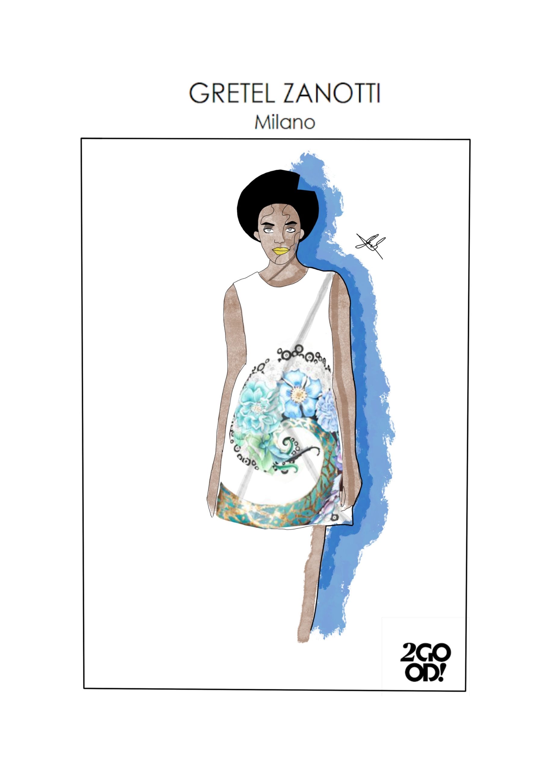 Fashion Illustration of a Black Model by Gabriele Melodia of Gretel Zanotti  creative entrepreneur